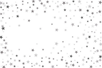 Star confetti. Silver casual confetti background. Bright design pattern.