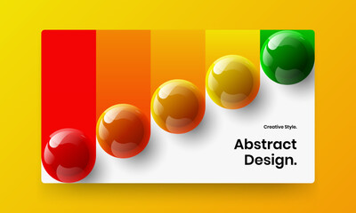 Simple horizontal cover vector design layout. Creative realistic balls annual report template.