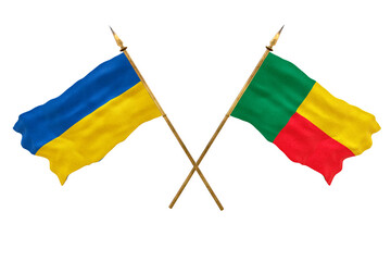 Background for designers. National Day. National flags  of Ukraine and Benin