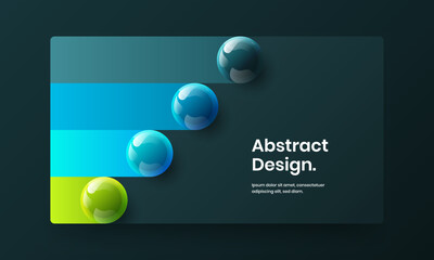Amazing brochure design vector illustration. Bright 3D balls horizontal cover concept.