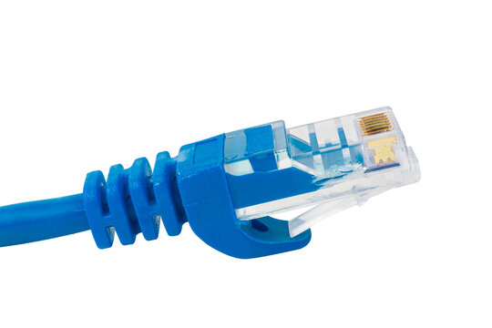 rj45 connector isolated on white background. Patch cord on a white background.