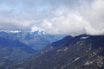 Panorama of Alpspitze and Zugspitze from Garmisch-Partenkirchen, Germany	