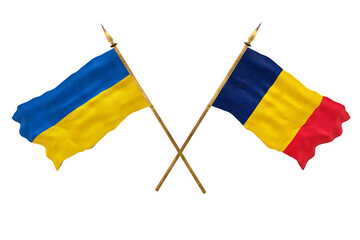 Background for designers. National Day. National flags  of Ukraine and Chad