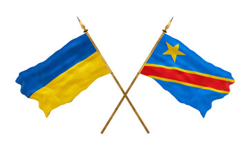 Background for designers. National Day. National flags  of Ukraine and Congo Democratic Republic