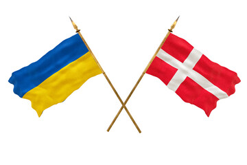 Background for designers. National Day. National flags  of Ukraine and Denmark