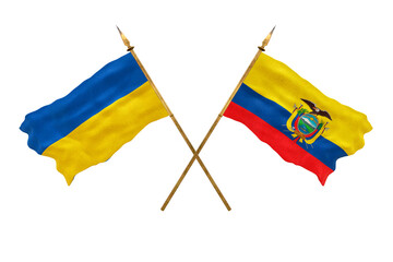 Background for designers. National Day. National flags  of Ukraine and Ecuador