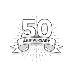 Fifty Years Anniversary. Logotype style with handwriting style for celebration event, wedding, greeting card, and invitation. Vector illustration.