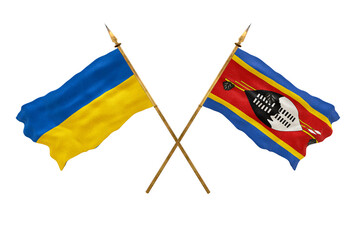 Background for designers. National Day. National flags  of Ukraine and Eswatini