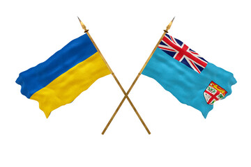 Background for designers. National Day. National flags  of Ukraine and Fiji