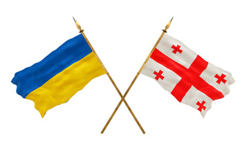 Background for designers. National Day. National flags  of Ukraine and Georgia