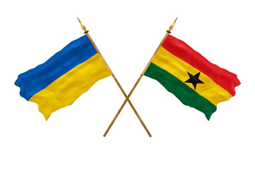 Background for designers. National Day. National flags  of Ukraine and Ghana