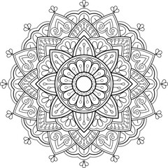 Vector abstract mandala pattern, coloring page
