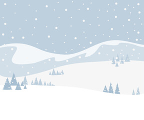 Winter landscape with snow. Flat illustration.