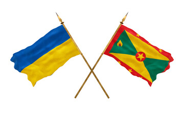 Background for designers. National Day. National flags  of Ukraine and Grenada