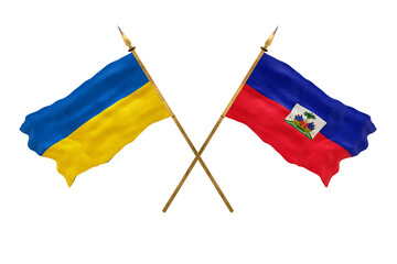 Background for designers. National Day. National flags  of Ukraine and Haiti