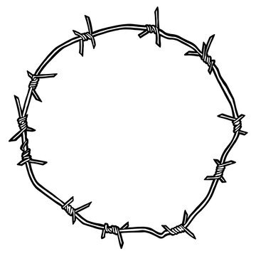Barbed wire circle vector illustration - Out line