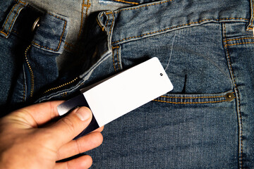 jeans and a white price tag