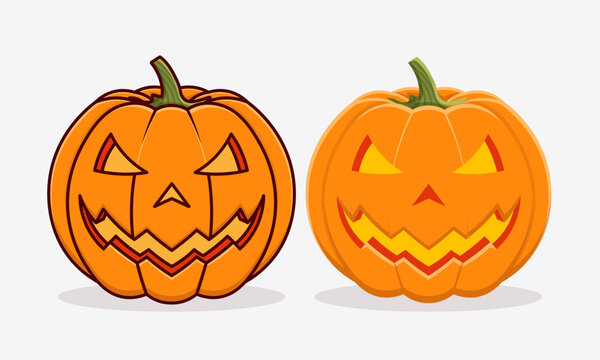 Scary pumpkin face smiling cartoon vector illustration