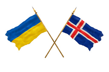 Background for designers. National Day. National flags  of Ukraine and Iceland