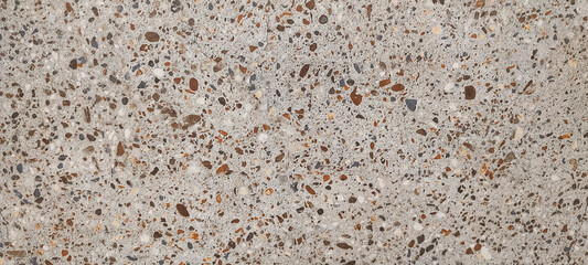 Background of a terrazo polished stone floor texture. Color surface wall and marble pattern and granite stone. Texture for designs and backgrounds - obrazy, fototapety, plakaty