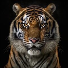 Fototapeta na wymiar Perfekter Tiger isoliert auf schwarzem Hintergrund