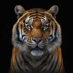 Fototapeta na wymiar Perfekter Tiger isoliert auf schwarzem Hintergrund