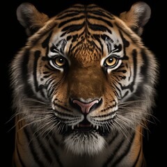 Perfekter Tiger isoliert auf schwarzem Hintergrund