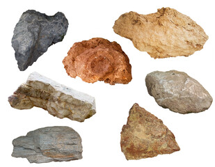set of kinds of stones and rocks png file
