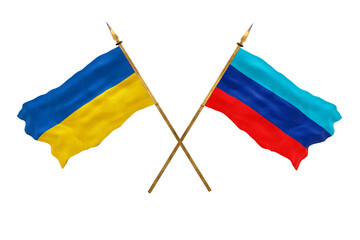 Background for designers. National Day. National flags  of Ukraine and Lugansk People's Republic