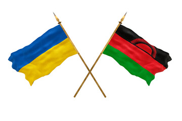Background for designers. National Day. National flags  of Ukraine and Malawi
