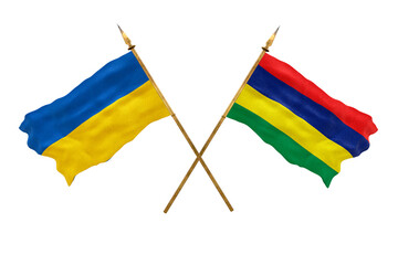 Background for designers. National Day. National flags  of Ukraine and Mauritius