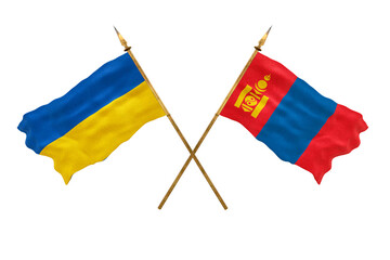 Background for designers. National Day. National flags  of Ukraine and Mongolia