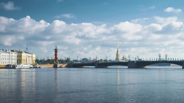 Peter and Paul Fortress, and Trinity Bridge, Petersburg, Russia