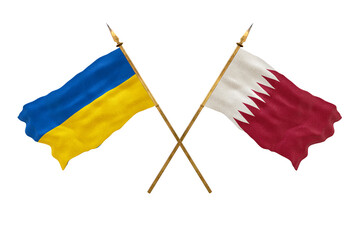 Background for designers. National Day. National flags  of Ukraine and Qatar
