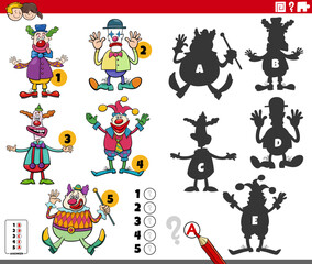 shadows game with cartoon clowns or comedian characters