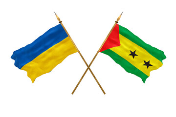 Background for designers. National Day. National flags  of Ukraine and Sao tome and principe