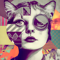 Collage Fun Art, 80s and 90s style Background Illustartion, Pop-Art Collection, Psychedelic 90s style