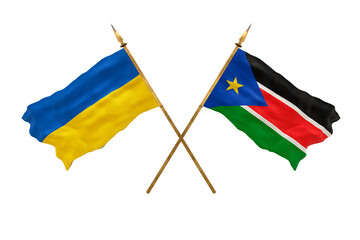 Background for designers. National Day. National flags  of Ukraine and South Sudan