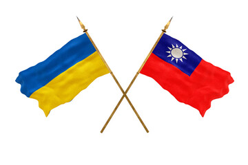 Background for designers. National Day. National flags  of Ukraine and Taiwan