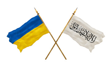 Background for designers. National Day. National flags  of Ukraine and Taliban