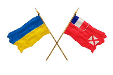 Background for designers. National Day. National flags  of Ukraine and Wallis and futuna