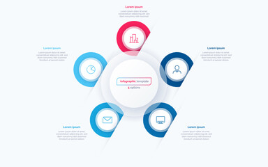 Five option circle infographic design template. Vector illustration