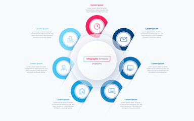 Seven option circle infographic design template. Vector illustration