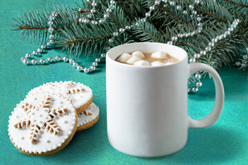 Mockup of white mug for Christmas design