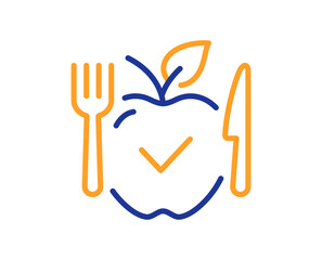 Vegetarian food line icon. Vegan meal sign. Apple fruit symbol. Colorful thin line outline concept. Linear style vegetarian food icon. Editable stroke. Vector