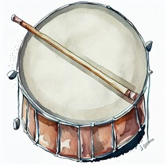 Water color painting of a drum, alphabet image d
