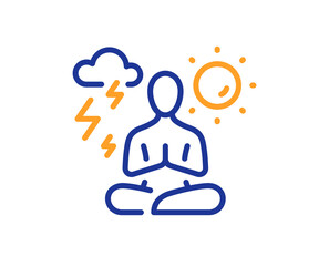 Yoga line icon. Meditation pose sign. Relax body and mind symbol. Colorful thin line outline concept. Linear style yoga icon. Editable stroke. Vector