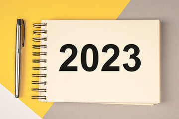 2023 new year planning on planner, notebook page