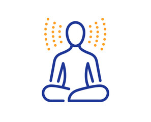 Yoga line icon. Meditation pose sign. Relax body and mind symbol. Colorful thin line outline concept. Linear style yoga icon. Editable stroke. Vector