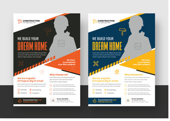 Construction and Renovation Business Flyer Template, Corporate and Business, A4 Design, Poster Design